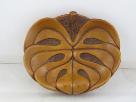 Vintage Tiki Ashtray - Monstera Leaf by Coco Joe - Hapa Wood Tagged  - £39.26 GBP