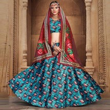 Stunning Art Silk Lehenga Choli Set - Wedding &amp; Festive Wear - Sky Blue - £49.28 GBP