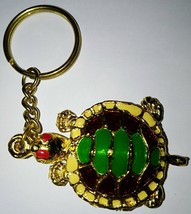 Gold Turtle With Colorful Shell  Keychain - £4.69 GBP