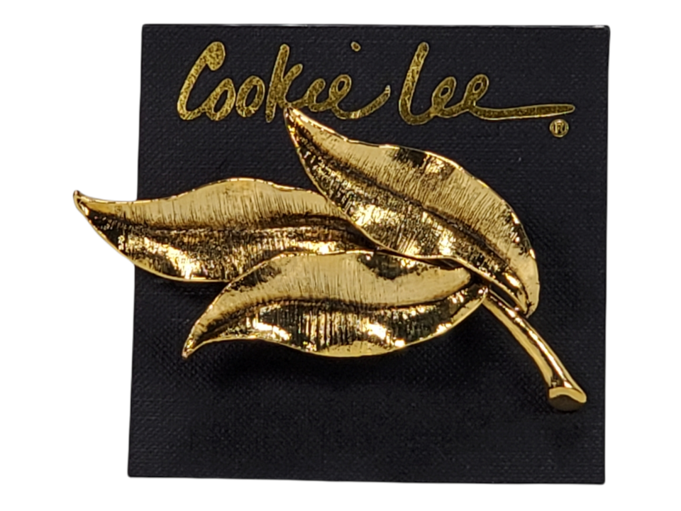 Cookie Lee Leaf Pin Gold Tone Pin Brooch - $4.82
