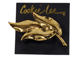 Cookie Lee Leaf Pin Gold Tone Pin Brooch - £3.77 GBP