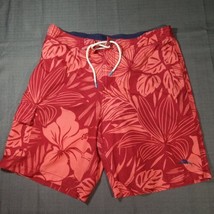Tommy Bahama Men&#39;s Large 33&quot; Board Shorts Swim Trunks Red Hawaii Tropica... - £15.59 GBP