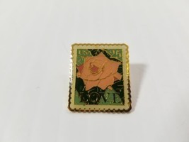 Vintage JGA 22 Cent LOVE Stamp Pin Pink Rose Gold Tone Mail Postal Pinback USPS - £7.03 GBP