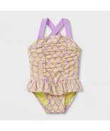 Cat &amp; Jack Baby Girl 3-6M Fruit Print One Piece Swimsuit Lemons Snap Clo... - $10.53 CAD