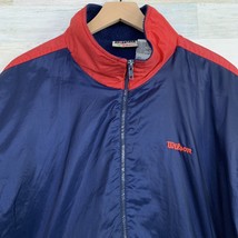 Wilson Advantage Windbreaker Jacket Fleece Lined Blue Red VTG 90s Mens L... - $29.70