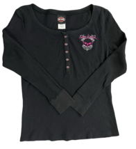 Harley Davidson Black Long Sleeve Blouse- Angel Wings Back Graphic Size ... - £22.05 GBP