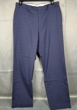 Ralph Lauren Flat Front Navy Plaid Stretch Dress Pants Mens 36 x 32 - £16.87 GBP