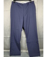 Ralph Lauren Flat Front Navy Plaid Stretch Dress Pants Mens 36 x 32 - £16.82 GBP