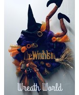 NEW HANDMADE FUNNY  HALLOWEEN WITCH WREATH DOOR DECOR WITCH IS IN WITCH ... - £51.85 GBP