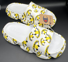 Champion Meloso Squish Smile Slides Mens Size 13 Happy Face White Yellow - £25.65 GBP