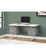 Monarch Specialties 60 in. Metal Computer Desk, White &amp; Grey Concrete - ... - $659.64