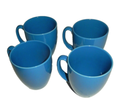 4 Vintage Corelle Blue Stoneware Cups Mugs Coffee Tea 12 oz Made In Thailand - £15.97 GBP