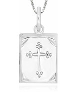 925 Sterling Silver Holy Bible Locket Cross Pendant Necklace 18&#39; For Wom... - £49.43 GBP