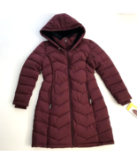 Andrew Marc Women Hooded Puffer Walker Jacket Oxblood Red S - $49.87