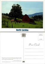 North Carolina Horse Red Barn Crops Trees Mountains Farm Greetings VTG Postcard - £7.49 GBP