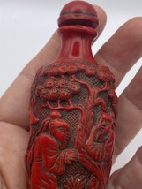 Vintage Dragon Parfum Snuff Bouteille Rouge Cinabre Sculpté en Résine - £50.56 GBP