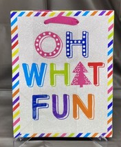 3 Holiday Gift Bags 2 Pack 7” X 3.9” X 9” Oh What Fun / Stripes - £1.94 GBP
