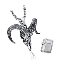 Skull Pendant Pirate Necklace for Men - Gothic Jewelry Steel - $58.79