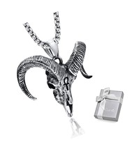 Skull Pendant Pirate Necklace for Men - Gothic Jewelry Steel - £46.44 GBP