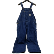 Carhartt Men&#39;s Denim Bib Overalls Size 42 x28 Carpenter Blue Jeans R07 DST - $54.83