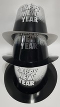 Lot of 3 Happy New Years Paper Top Hat, Silver/Black, Age 14+ - £11.65 GBP