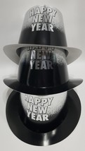 Lot of 3 Happy New Years Paper Top Hat, Silver/Black, Age 14+ - £11.86 GBP