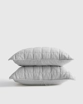 NWOT Quince European Linen Box Quilted Sham Set of 2 Light Grey King Bed... - $34.63