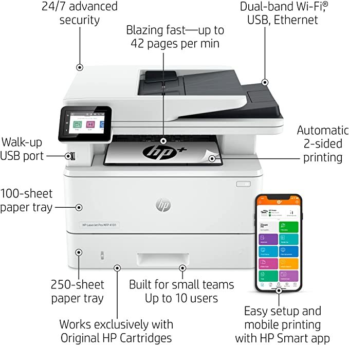 HP Laserjet Pro 4101FDN All in one  Print Scan Copy Fax Duplex  USB 2Z618F - $729.99