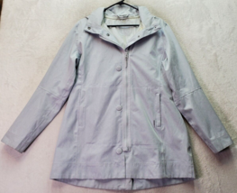 MONDETTA Rain Coat Women Large Gray Polyester Long Sleeve Lined Vent Full Zipper - £21.81 GBP