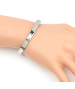Rectangular Silver Tone Screw Like Design Hinged Bangle Bracelet - $34.16 CAD