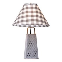 Cheese Grater Table Lamp with Gray Check Shade - £87.42 GBP