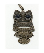 Pendant necklace Bronze Toned Owl with Black Bead Eyes 2.5&quot; Chain 26&quot; - £8.56 GBP
