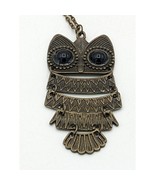 Pendant necklace Bronze Toned Owl with Black Bead Eyes 2.5&quot; Chain 26&quot; - £8.14 GBP