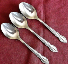 Royal Household Stainless 3 Teaspoons RHH11 Glossy Scrolls flowers  6&quot; China     - £11.96 GBP