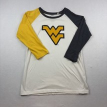 WVU West Virginia Mountaineers 3/4 Sleeve Raglan Womens L White Colorblock  - $23.51