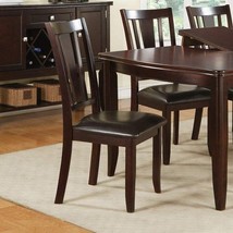 Set of 2 Side Chairs Brown Finish Dining Seating Cushion Chair - Brown - £208.94 GBP