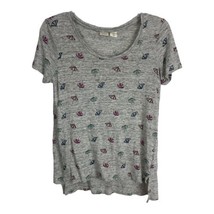 Lucy &amp; Laurel Womens Shirt Size Small Gray Unbrellas 100% Linen Short Sleeve Top - £19.01 GBP