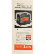 Vintage 1942 Exide Extra Duty Battery For Wartime Driving Print Ad Adver... - £4.67 GBP