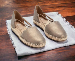 Eileen Fisher Shoes 7 1/2 Metallic Bronze Leather d&#39;Orsay Espadrille NEW IN BOX - £88.43 GBP