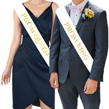 2X Prom King &amp; Prom Queen Satin Sashes For School Graduation Party Homec... - £13.61 GBP