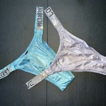 Nwt Victoria&#39;s Secret Xs Panty Lot Blue Lilac Purple Love Silver Shine Strap - £46.73 GBP