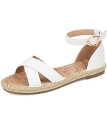Journee Collection Womens 7.5 M White Strappy Flat Sandals NIB HT7 - $34.29