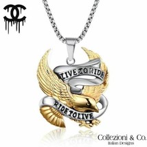 Live to Ride or Die Eagle Stainless Steel 316L Motorcycle Biker Club Pendant - £10.24 GBP
