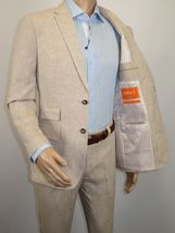 Men Premium 100% Linen Cocktail Suit by INSERCH Breathable and cool SU880 Tan image 6