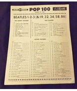 Top 100 Original Record Rating Sheet w/8 BEATLES Hit Songs dated March 2... - £55.22 GBP