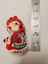 Vintage Mrs Santa Claus Felt Mouse Christmas Ornament Pipe Cleaner Tail Japan - £9.66 GBP
