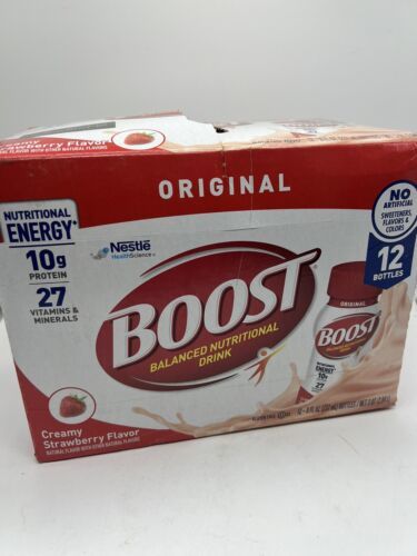 BOOST Original Nutritional  Drink Creamy Strawberry 12 pack 8oz 10g Protein - $12.99