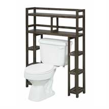 Solid Wood Over the Toilet Bathroom Storage Unit in Dark Brown Finish - $352.24