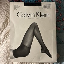 Calvin Klein Pantyhose Size C Large Black Fine Rib Control Top 90s Style 916 - £8.44 GBP