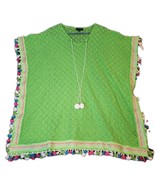 Fig &amp; Vine Neon Green Lace Tassels Kimono Kaftan Beach Cover Up Size XS ... - $33.85 CAD